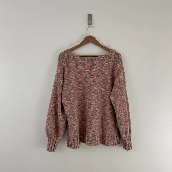 Anthropologie Pilcro Spacedye Deep V Neck Sweater Size Medium - Picture 2 of 6